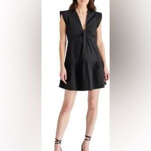 Steve Madden Black Tiered Cotton Dress XXL — V-Neck Twist Front Sleeveless
